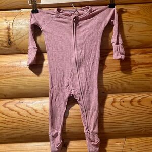 Little Sleepies Pink ribbed zippy footie